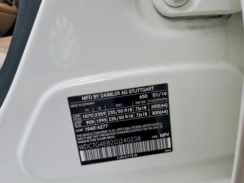 Продажа на аукционе авто 2016 Mercedes-benz Gla, vin: WDCTG4EB2GJ240238, номер лота: 46141046