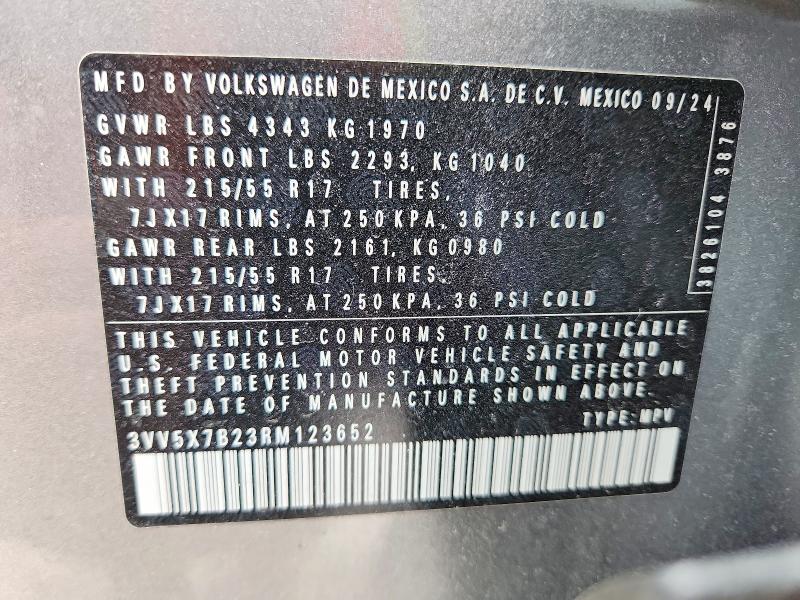 79935105 :رقم المزاد ، 3VV5X7B23RM123652 vin ، 2024 Volkswagen Taos مزاد بيع