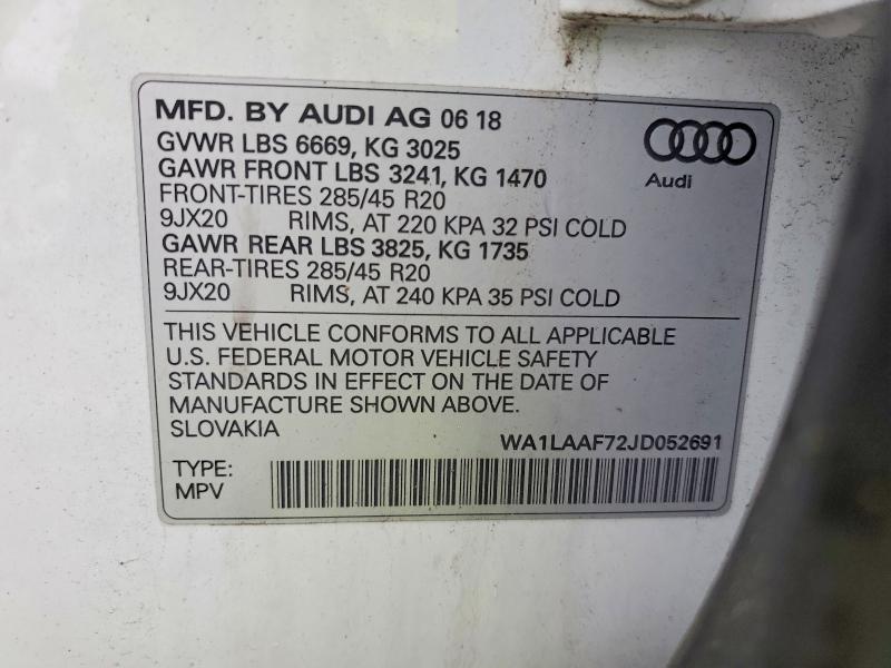 Aukcja sprzedaży 2018 Audi Q7, vin: WA1LAAF72JD052691, numer aukcji: 47041816
