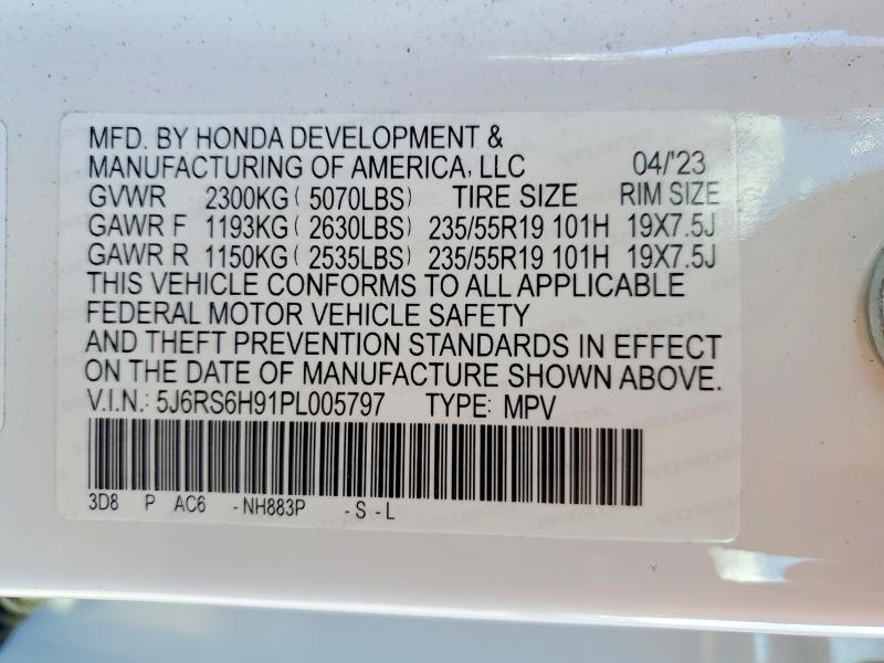 46431296 :رقم المزاد ، 5J6RS6H91PL005797 vin ، 2023 Honda Cr-v مزاد بيع