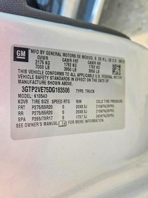 48110386 :رقم المزاد ، 3GTP2VE75DG183506 vin ، 2013 Gmc Sierra مزاد بيع