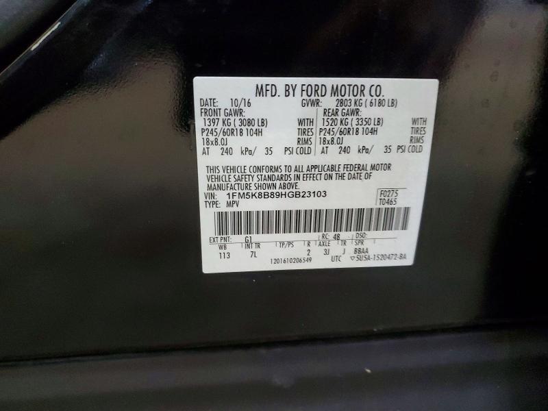 47504446 :رقم المزاد ، 1FM5K8B89HGB23103 vin ، 2017 Ford Explorer مزاد بيع