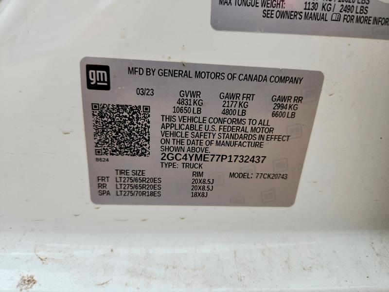 77845105 :رقم المزاد ، 2GC4YME77P1732437 vin ، 2023 Chevrolet Silverado مزاد بيع