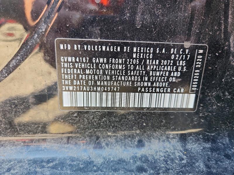 Aukcja sprzedaży 2017 Volkswagen Golf, vin: 3VW217AU3HM049747, numer aukcji: 46634096
