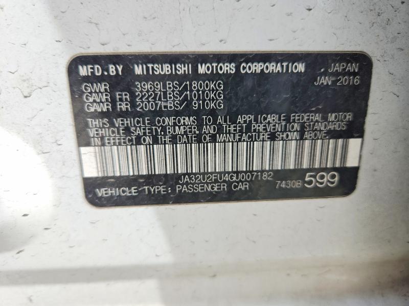 Aukcja sprzedaży 2016 Mitsubishi Lancer, vin: JA32U2FU4GU007182, numer aukcji: 46959036