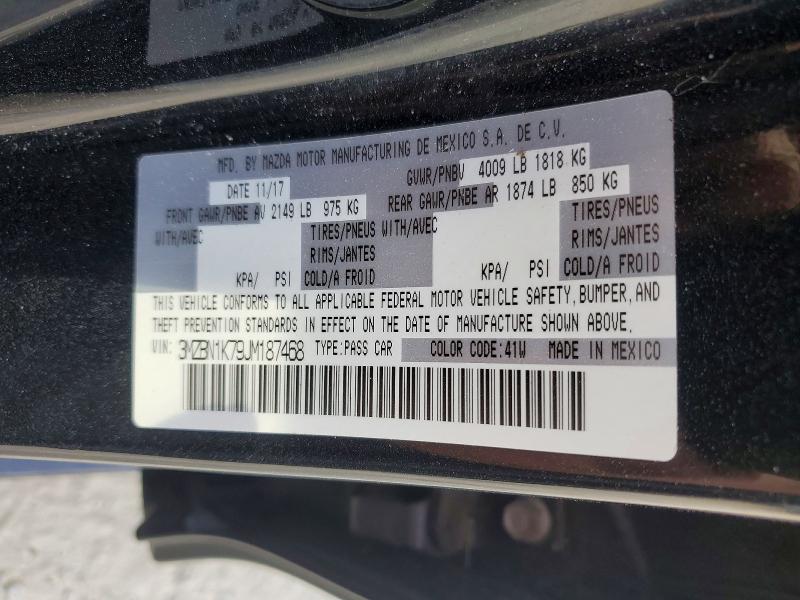 47568496 :رقم المزاد ، 3MZBN1K79JM187468 vin ، 2018 Mazda 3 مزاد بيع