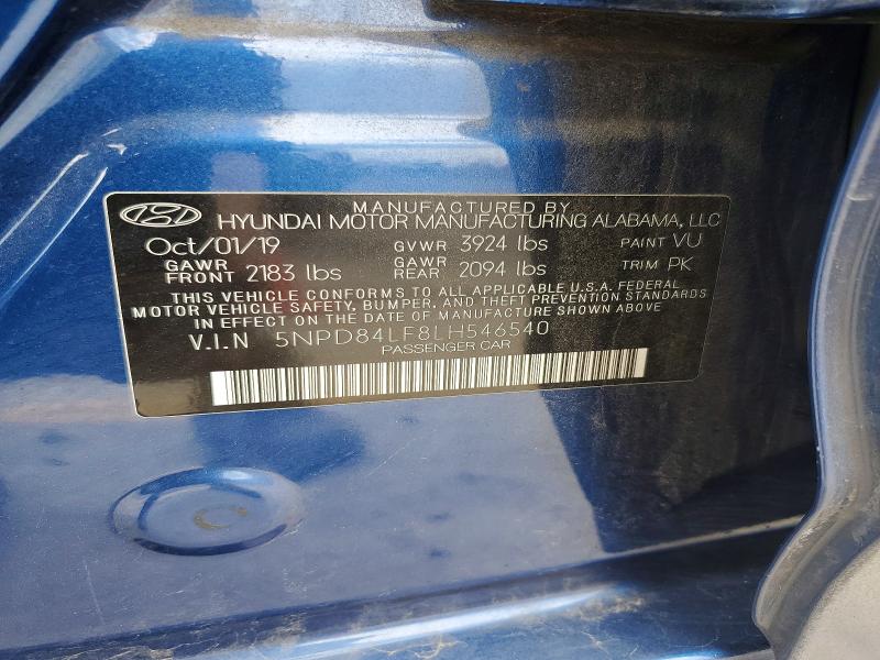 2020 Hyundai Elantra მანქანა იყიდება აუქციონზე, vin: 5NPD84LF8LH546540, აუქციონის ნომერი: 45501896