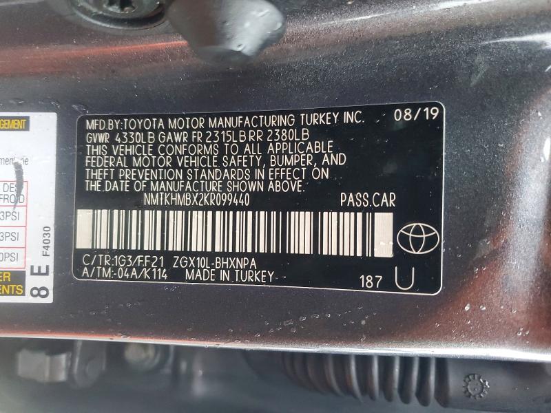 2019 Toyota C-hr მანქანა იყიდება აუქციონზე, vin: NMTKHMBX2KR099440, აუქციონის ნომერი: 78683835