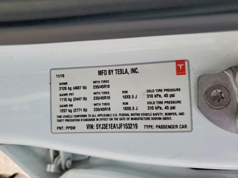 Продажа на аукционе авто 2018 Tesla Model 3, vin: 5YJ3E1EA1JF153219, номер лота: 78513915