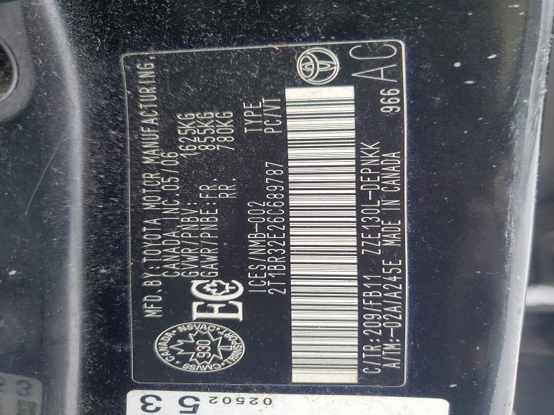 46560076 :رقم المزاد ، 2T1BR32E26C689787 vin ، 2006 Toyota Corolla مزاد بيع