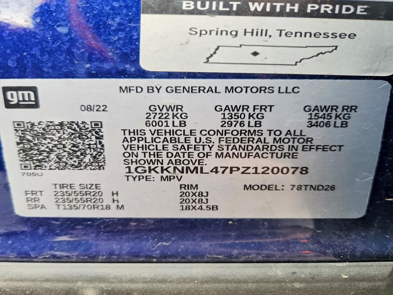 Aukcja sprzedaży 2023 Gmc Acadia, vin: 1GKKNML47PZ120078, numer aukcji: 45869416