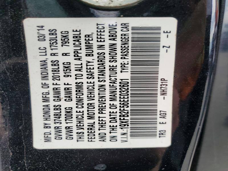 Продаж на аукціоні авто 2014 Honda Civic, vin: 19XFB2F56EE032601, номер лоту: 46172256