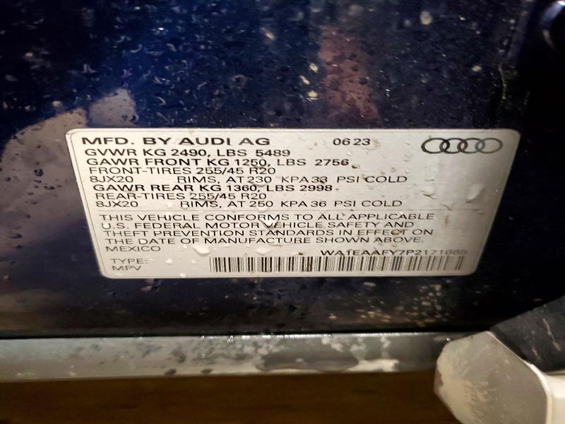 47643326 :رقم المزاد ، WA1EAAFY7P2171665 vin ، 2023 Audi Q5 مزاد بيع