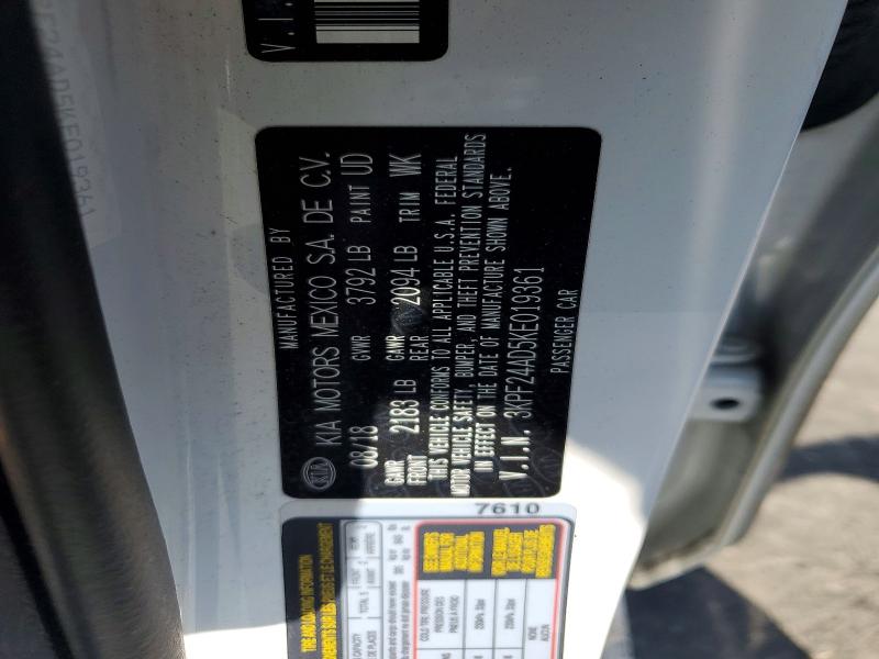2019 Kia Forte მანქანა იყიდება აუქციონზე, vin: 3KPF24AD5KE019361, აუქციონის ნომერი: 46947536