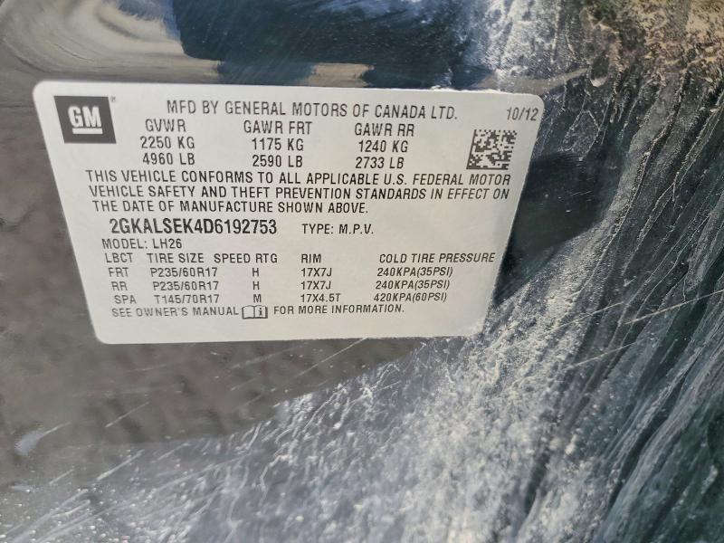 Aukcja sprzedaży 2013 Gmc Terrain, vin: 2GKALSEK4D6192753, numer aukcji: 47278226