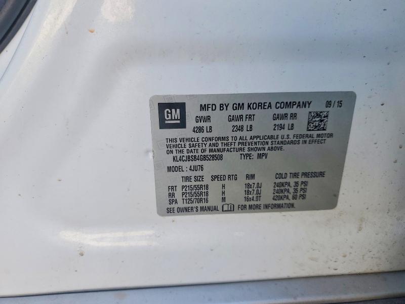 Продаж на аукціоні авто 2016 Buick Encore, vin: KL4CJBSB4GB528508, номер лоту: 45838136