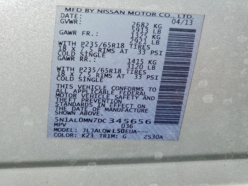 Aukcja sprzedaży 2013 Infiniti Jx35, vin: 5N1AL0MN7DC345656, numer aukcji: 79423385