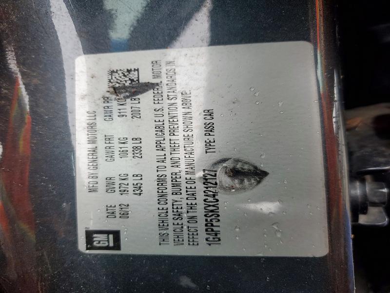 2012 Buick Verano მანქანა იყიდება აუქციონზე, vin: 1G4PP5SKXC4212127, აუქციონის ნომერი: 46209816