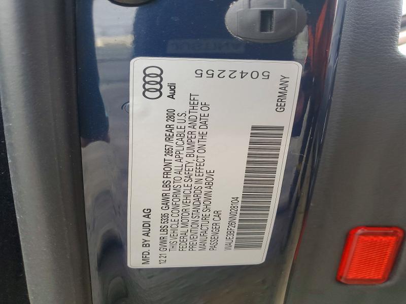 Продажа на аукционе авто 2022 Audi A6, vin: WAUE3BF26NN028104, номер лота: 46055426