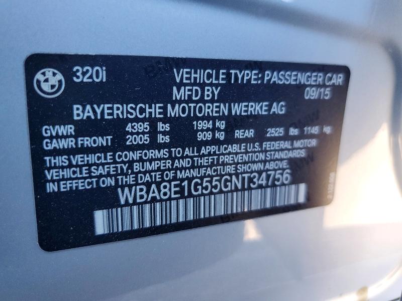 Продажа на аукционе авто 2016 Bmw 320, vin: WBA8E1G55GNT34756, номер лота: 46054376
