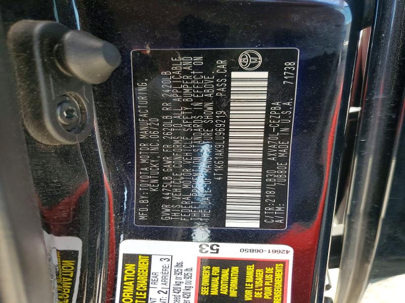 Aukcja sprzedaży 2020 Toyota Camry, vin: 4T1K61AK9LU969219, numer aukcji: 46150746
