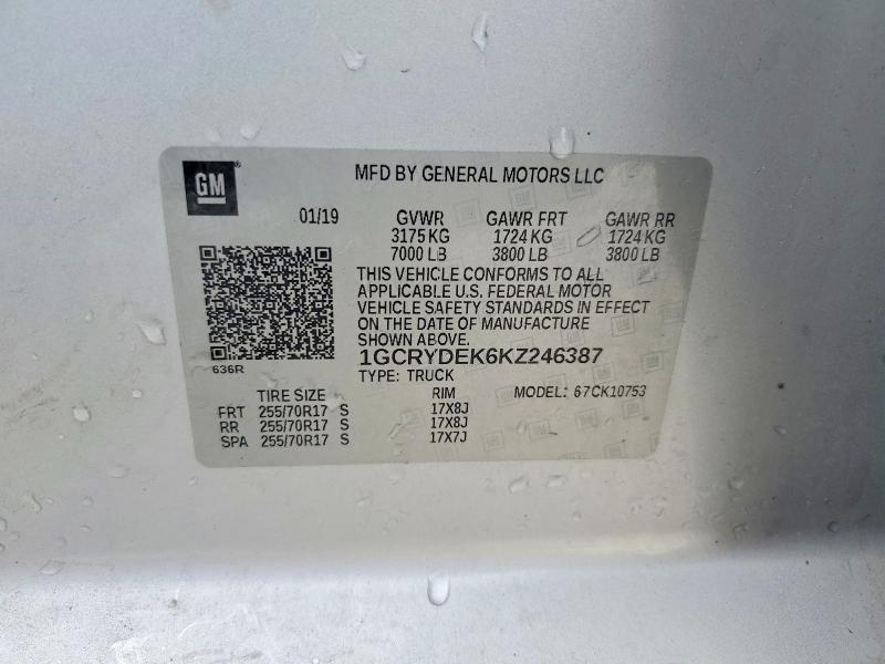 45622486 :رقم المزاد ، 1GCRYDEK6KZ246387 vin ، 2019 Chevrolet Silverado مزاد بيع