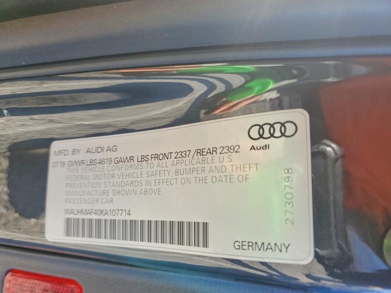 41902836 :رقم المزاد ، WAUHMAF40KA107714 vin ، 2019 Audi A4 مزاد بيع