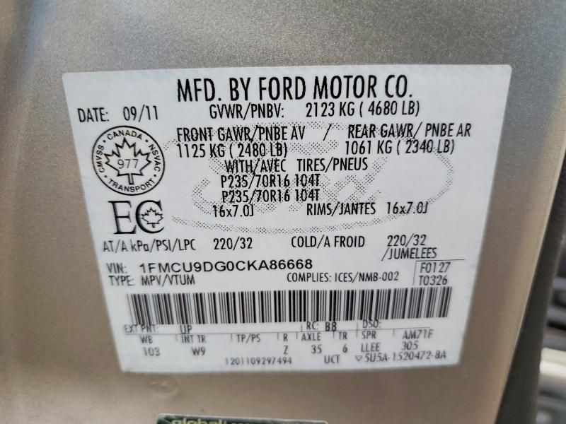 Продаж на аукціоні авто 2012 Ford Escape, vin: 1FMCU9DG0CKA86668, номер лоту: 79716175
