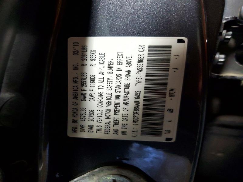 79268785 :رقم المزاد ، 1HGCP3F88AA016452 vin ، 2010 Honda Accord مزاد بيع