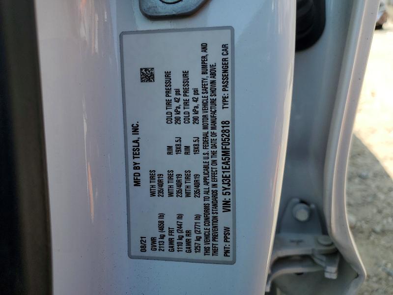 Aukcja sprzedaży 2021 Tesla Model 3, vin: 5YJ3E1EA5MF052818, numer aukcji: 46463426