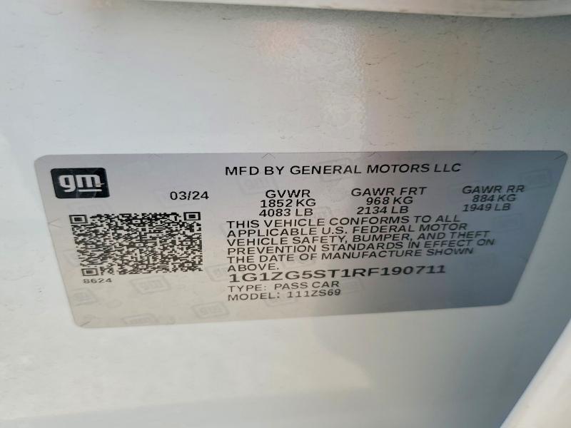 2024 Chevrolet Malibu მანქანა იყიდება აუქციონზე, vin: 1G1ZG5ST1RF190711, აუქციონის ნომერი: 47702466