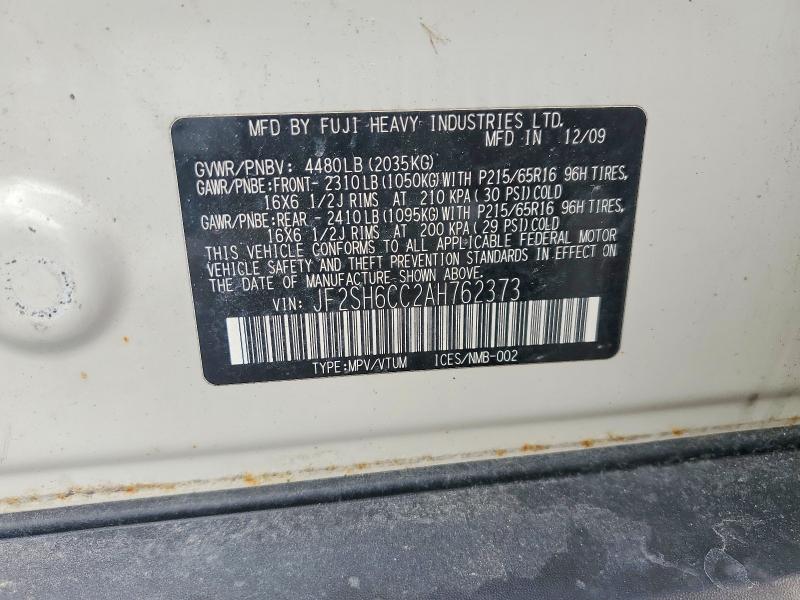 Продаж на аукціоні авто 2010 Subaru Forester, vin: JF2SH6CC2AH762373, номер лоту: 79475625