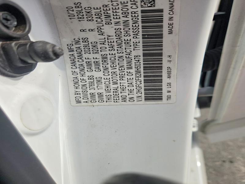 46664486 :رقم المزاد ، 2HGFC2F82MH503476 vin ، 2021 Honda Civic مزاد بيع