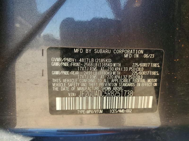 46846986 :رقم المزاد ، JF2GUADC5R8251738 vin ، 2024 Subaru Crosstrek مزاد بيع