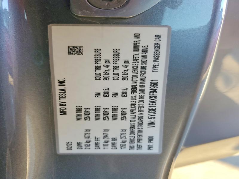 41962766 :رقم المزاد ، 5YJ3E1EAXSF949601 vin ، 2025 Tesla Model 3 مزاد بيع