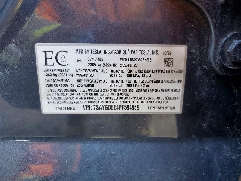 Auction sale of the 2023 Tesla Model Y, vin: 7SAYGDEE4PF584959, lot number: 41873816