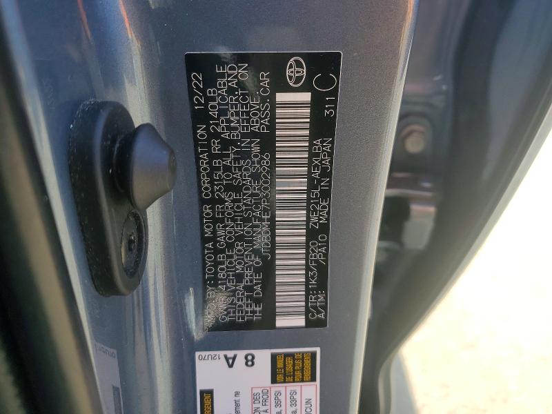 Продажа на аукционе авто 2023 Toyota Corolla Hybrid, vin: JTDBDMHE7P3002986, номер лота: 46903016