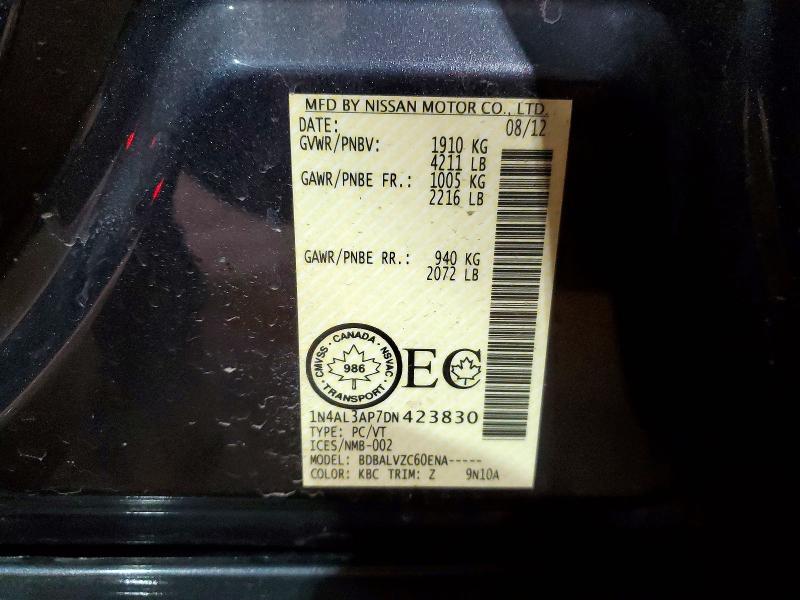 Продаж на аукціоні авто 2013 Nissan Altima, vin: 1N4AL3AP7DN423830, номер лоту: 47372096