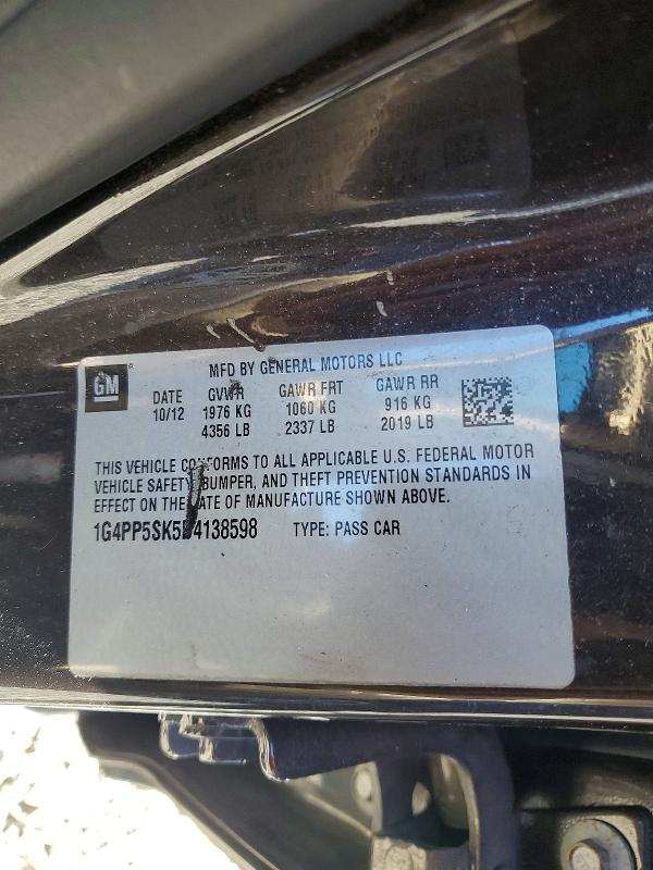 2013 Buick Verano მანქანა იყიდება აუქციონზე, vin: 1G4PP5SK5D4138598, აუქციონის ნომერი: 46814466