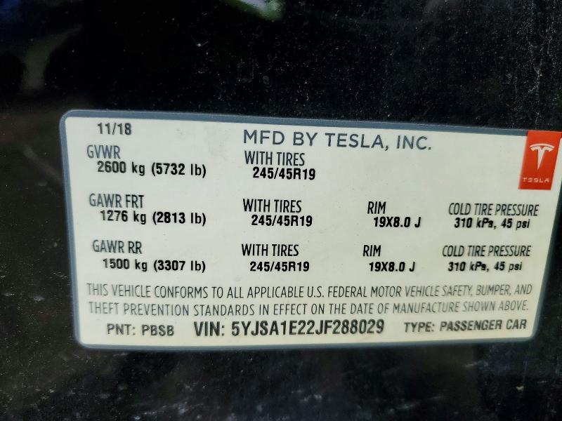 Aukcja sprzedaży 2018 Tesla Model S, vin: 5YJSA1E22JF288029, numer aukcji: 48111686