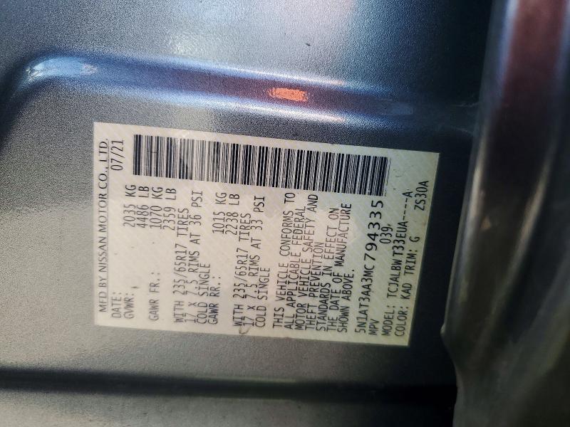 Auction sale of the 2021 Nissan Rogue, vin: 5N1AT3AA3MC794335, lot number: 47165876