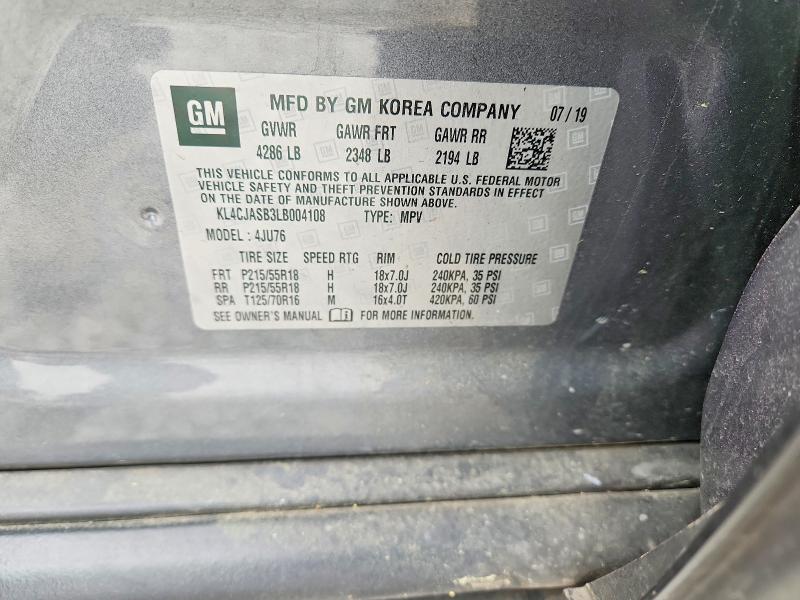 Aukcja sprzedaży 2020 Buick Encore, vin: KL4CJASB3LB004108, numer aukcji: 47022506