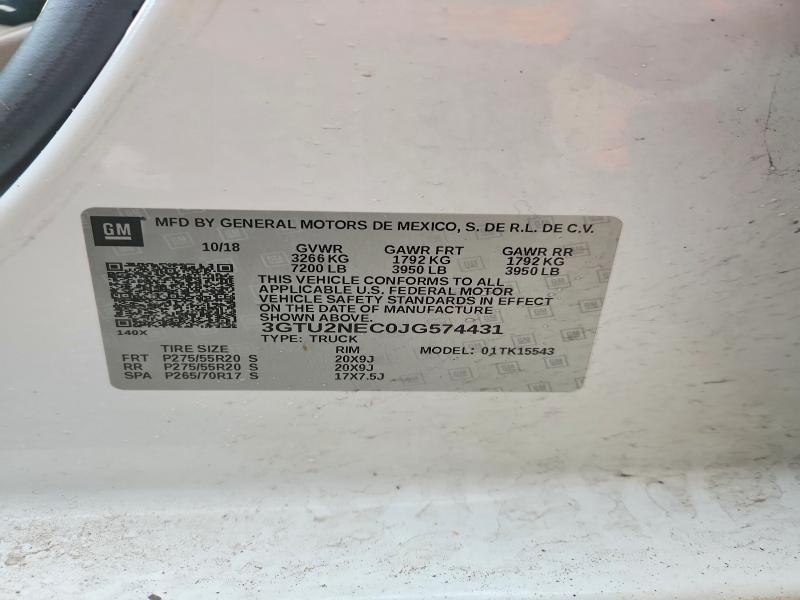 Продаж на аукціоні авто 2018 Gmc Sierra, vin: 3GTU2NEC0JG574431, номер лоту: 46839996