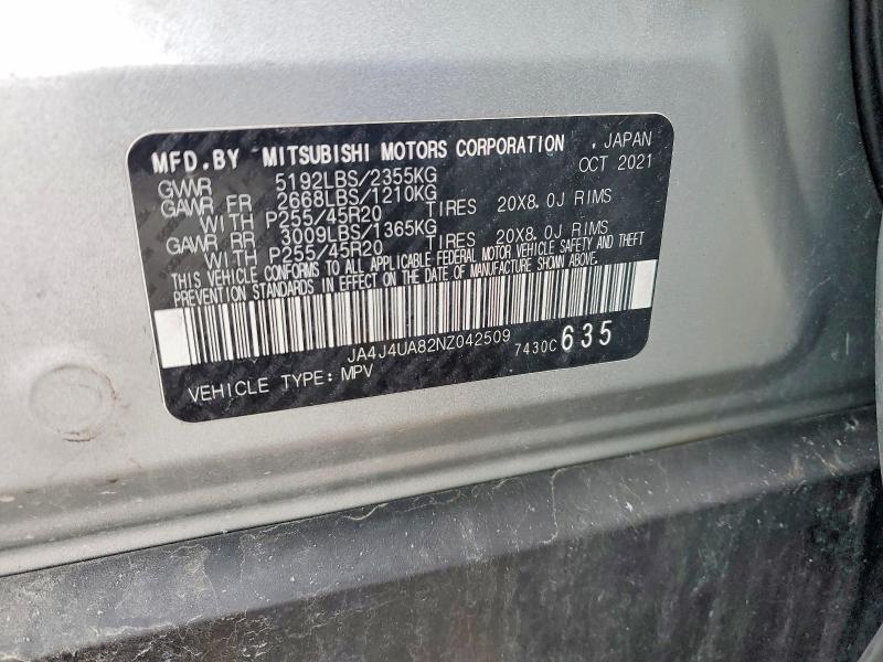 Продаж на аукціоні авто 2022 Mitsubishi Outlander, vin: JA4J4UA82NZ042509, номер лоту: 46339006