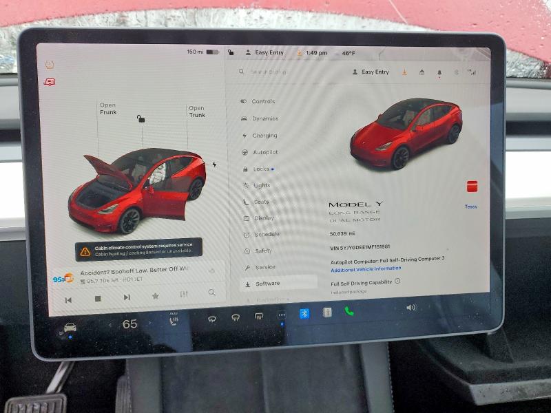 Продаж на аукціоні авто 2021 Tesla Model Y, vin: 5YJYGDEE1MF151981, номер лоту: 47197806