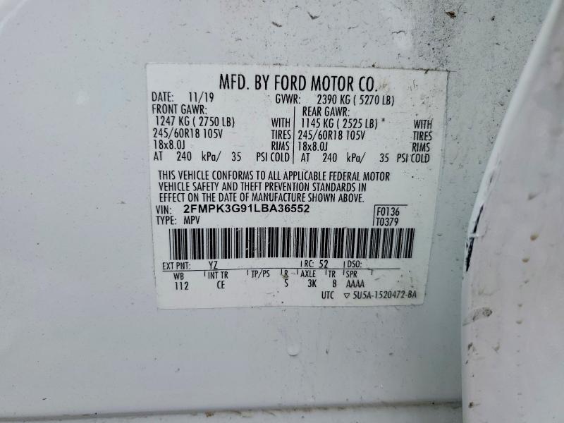 Aukcja sprzedaży 2020 Ford Edge, vin: 2FMPK3G91LBA36552, numer aukcji: 45571626