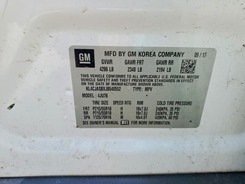 Продаж на аукціоні авто 2018 Buick Encore, vin: KL4CJASBXJB540552, номер лоту: 47586666