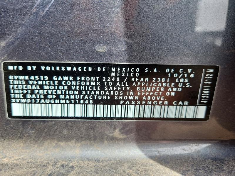 Aukcja sprzedaży 2017 Volkswagen Golf Sportwagen, vin: 3VW017AU6HM511645, numer aukcji: 48361856