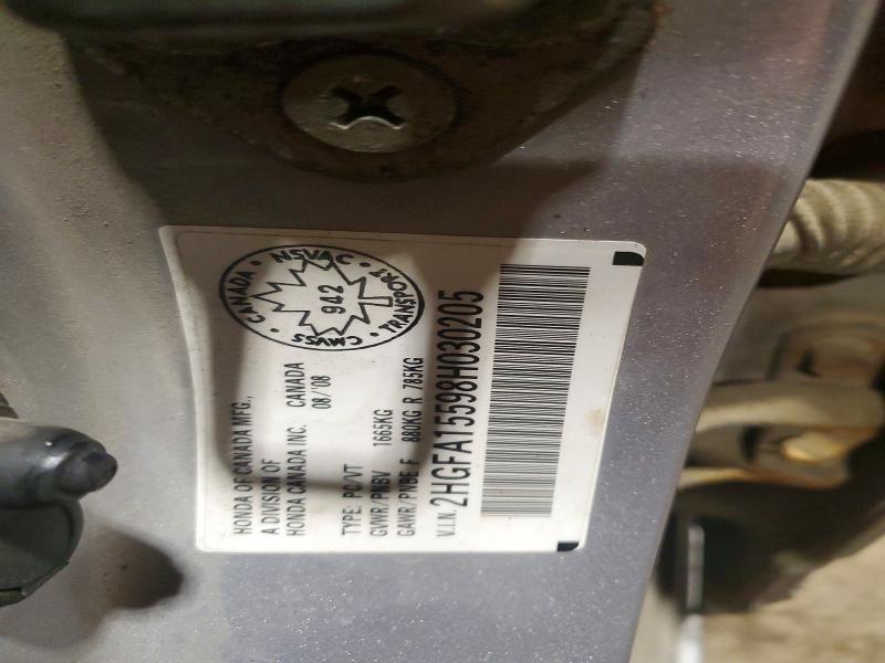 2008 Honda Civic მანქანა იყიდება აუქციონზე, vin: 2HGFA15598H030205, აუქციონის ნომერი: 79722955