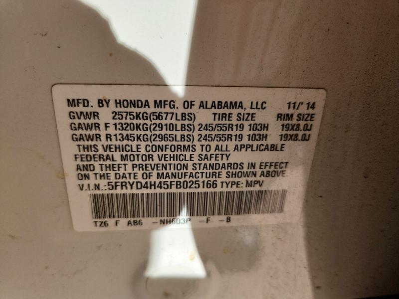 Aukcja sprzedaży 2015 Acura Mdx, vin: 5FRYD4H45FB025166, numer aukcji: 46841556